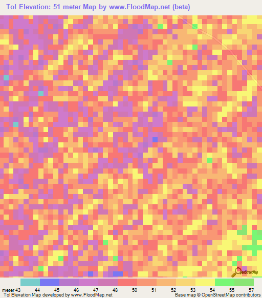 Tol,Senegal Elevation Map