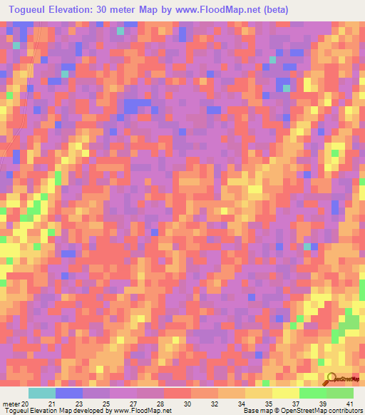 Togueul,Senegal Elevation Map