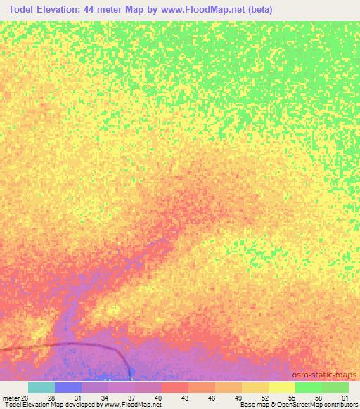 Todel,Senegal Elevation Map