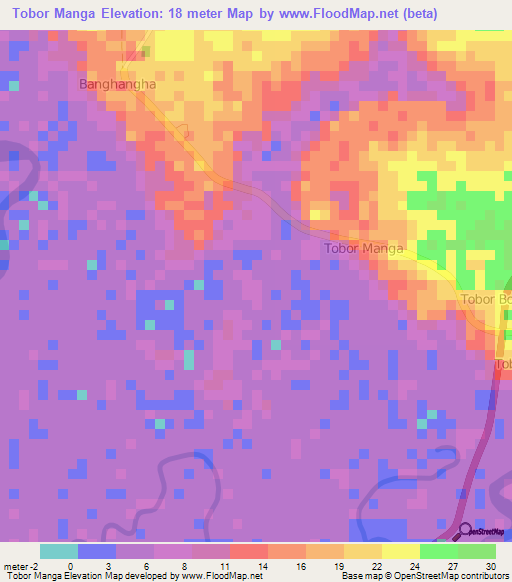 Tobor Manga,Senegal Elevation Map