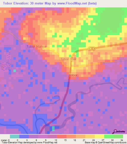 Tobor,Senegal Elevation Map