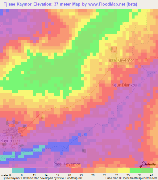 Tjisse Kaymor,Senegal Elevation Map