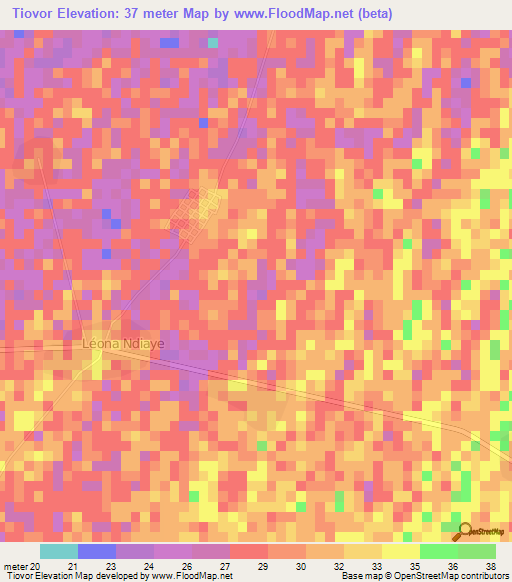 Tiovor,Senegal Elevation Map