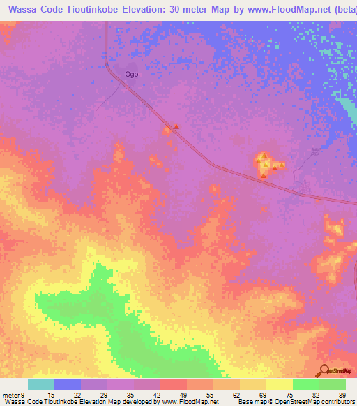 Wassa Code Tioutinkobe,Senegal Elevation Map