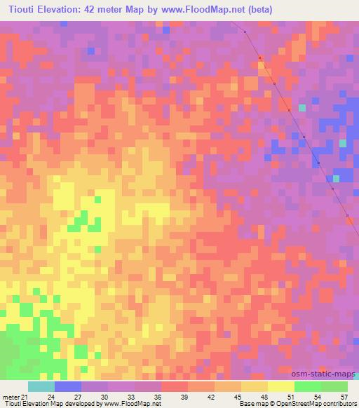 Tiouti,Senegal Elevation Map