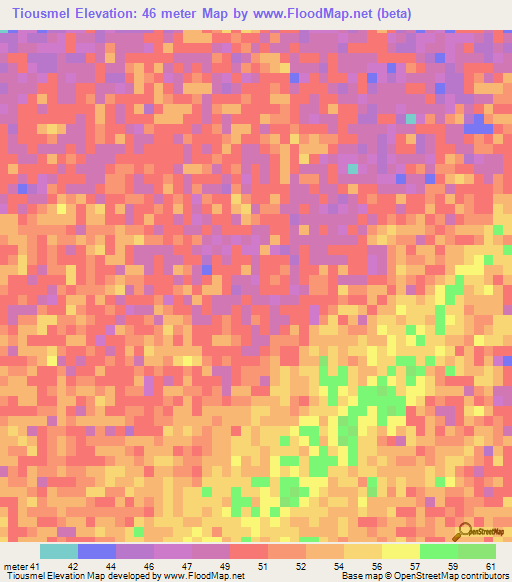 Tiousmel,Senegal Elevation Map