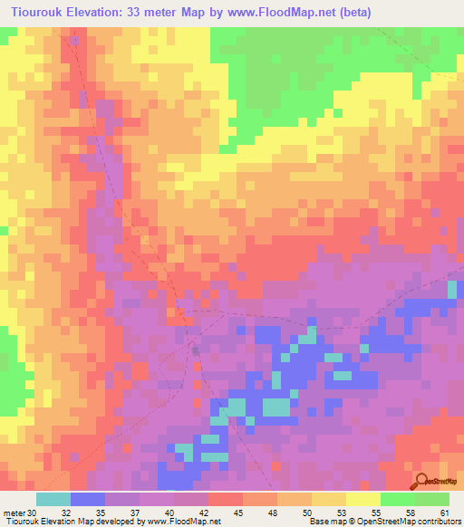 Tiourouk,Senegal Elevation Map