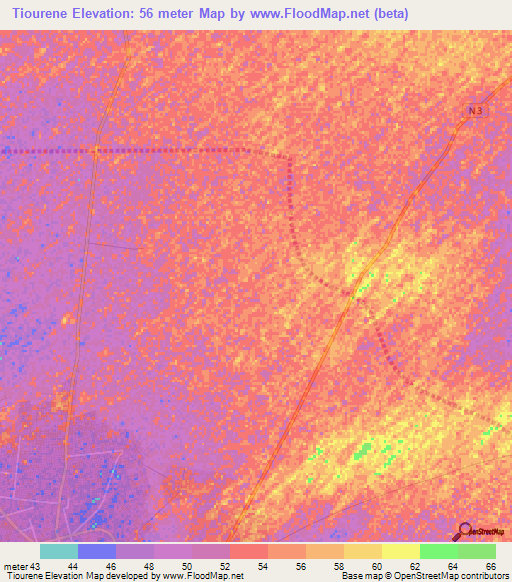 Tiourene,Senegal Elevation Map