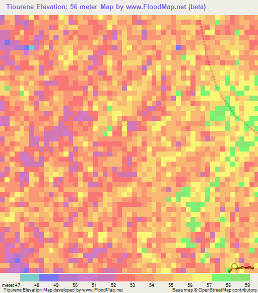 Tiourene,Senegal Elevation Map