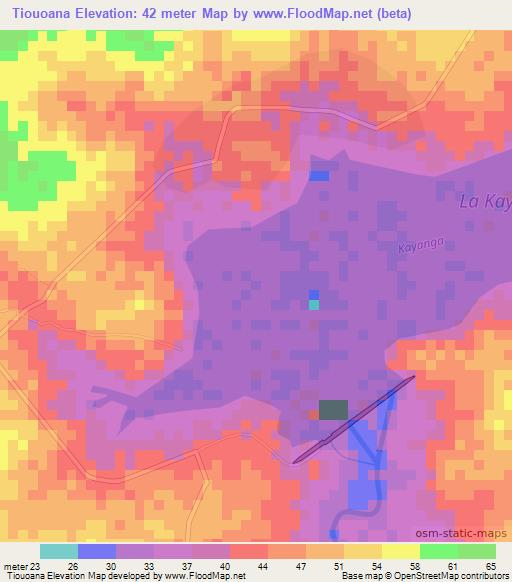 Tiouoana,Senegal Elevation Map