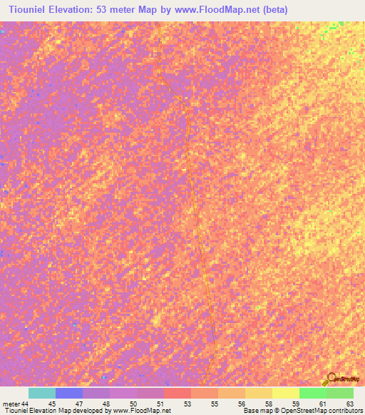 Tiouniel,Senegal Elevation Map
