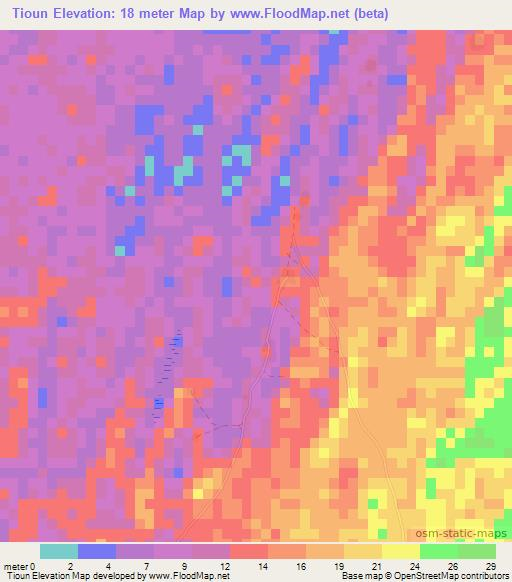 Tioun,Senegal Elevation Map