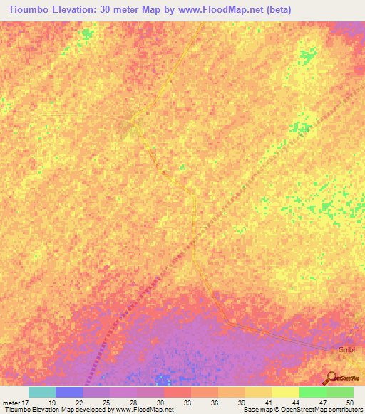 Tioumbo,Senegal Elevation Map