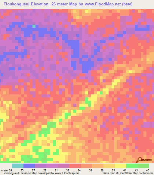 Tioukongueul,Senegal Elevation Map