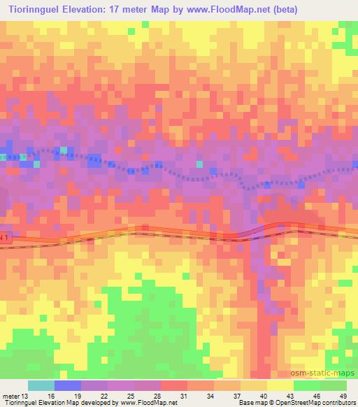 Tiorinnguel,Senegal Elevation Map
