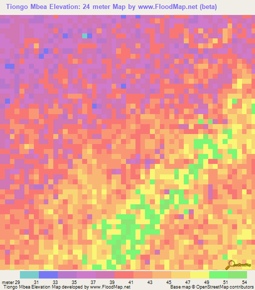 Tiongo Mbea,Senegal Elevation Map