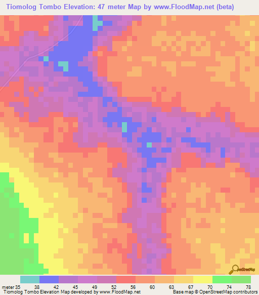 Tiomolog Tombo,Senegal Elevation Map