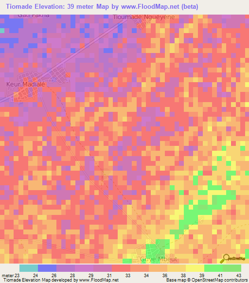 Tiomade,Senegal Elevation Map