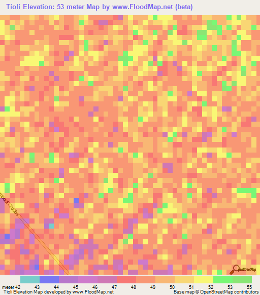 Tioli,Senegal Elevation Map