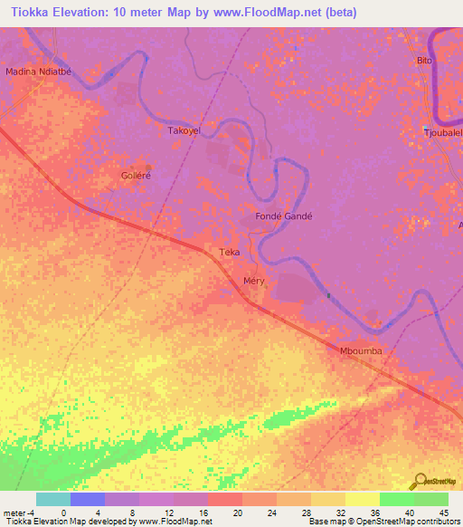 Tiokka,Senegal Elevation Map