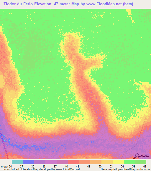 Tiodor du Ferlo,Senegal Elevation Map