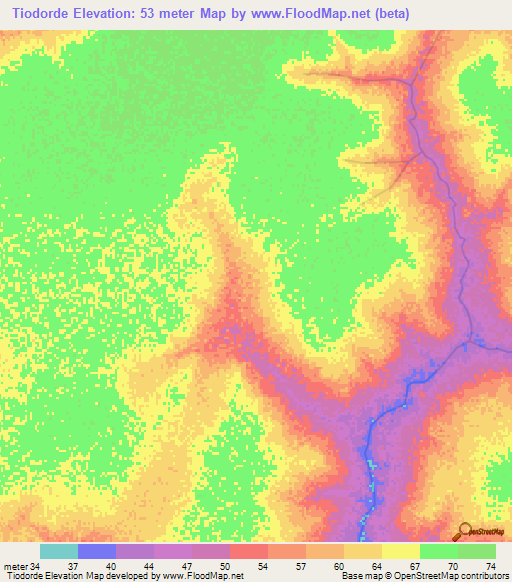 Tiodorde,Senegal Elevation Map