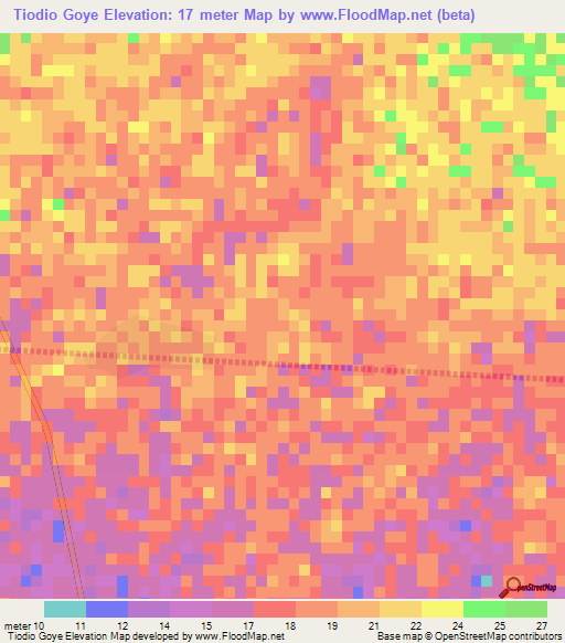 Tiodio Goye,Senegal Elevation Map