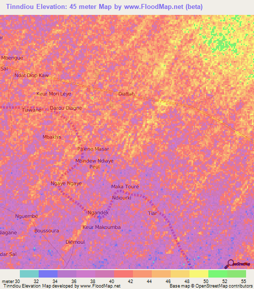 Tinndiou,Senegal Elevation Map