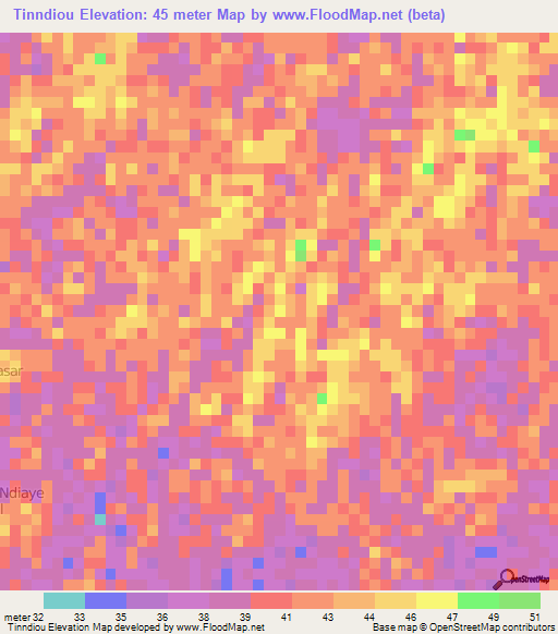 Tinndiou,Senegal Elevation Map
