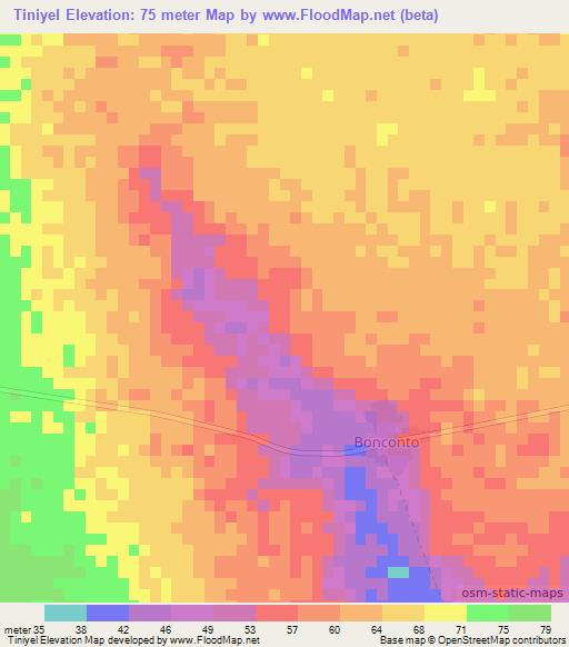 Tiniyel,Senegal Elevation Map