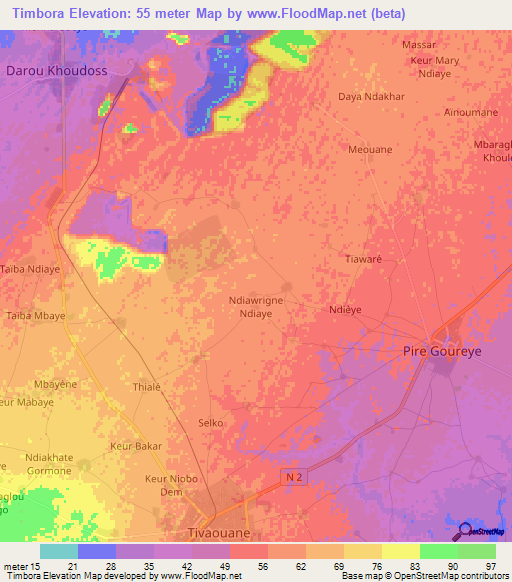 Timbora,Senegal Elevation Map