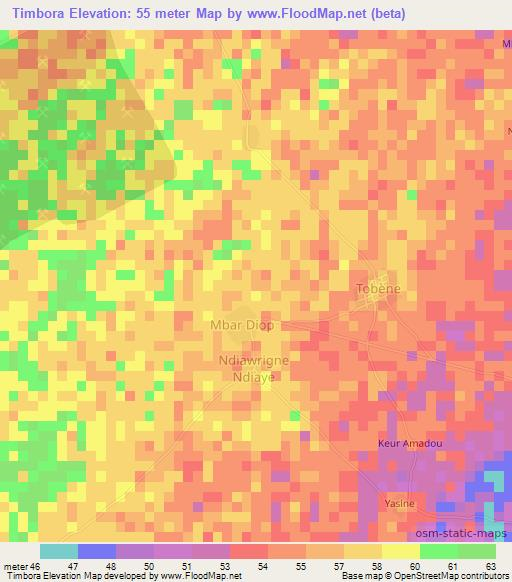 Timbora,Senegal Elevation Map