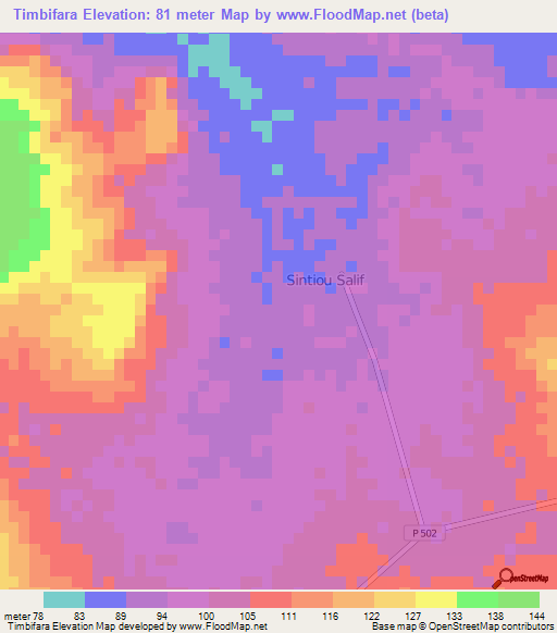 Timbifara,Senegal Elevation Map