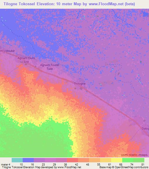 Tilogne Tokossel,Senegal Elevation Map