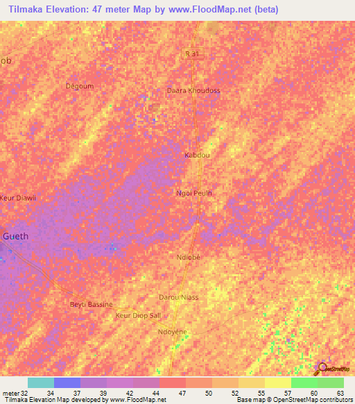 Tilmaka,Senegal Elevation Map