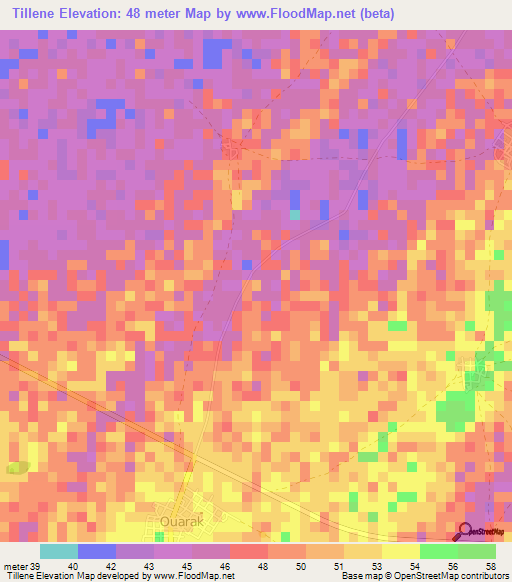Tillene,Senegal Elevation Map