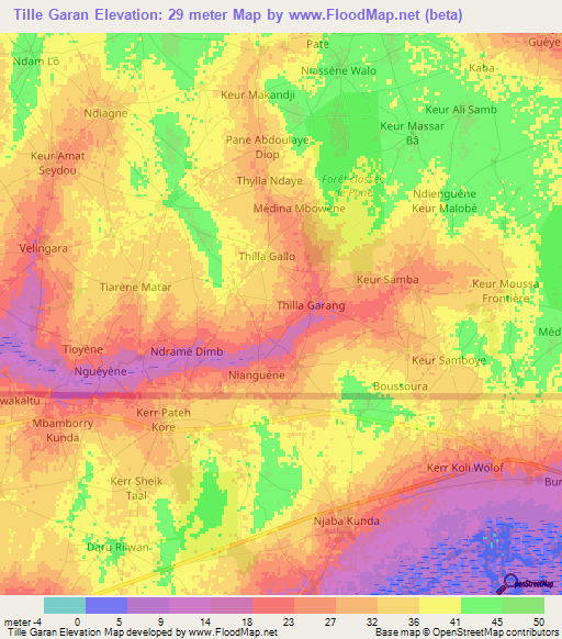 Tille Garan,Senegal Elevation Map