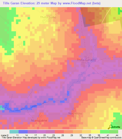 Tille Garan,Senegal Elevation Map