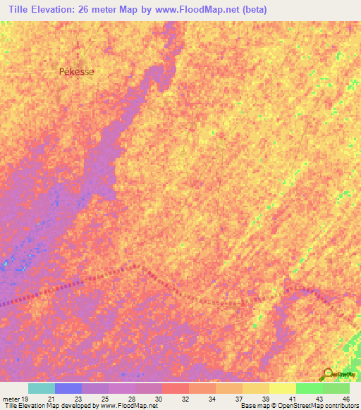 Tille,Senegal Elevation Map