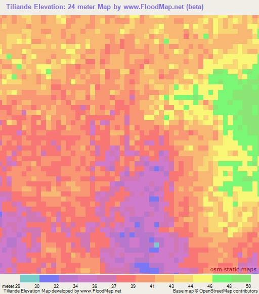 Tiliande,Senegal Elevation Map