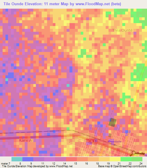 Tile Ounde,Senegal Elevation Map