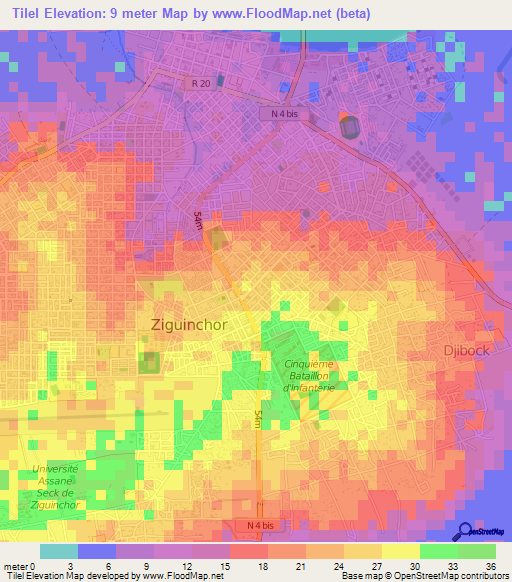 Tilel,Senegal Elevation Map