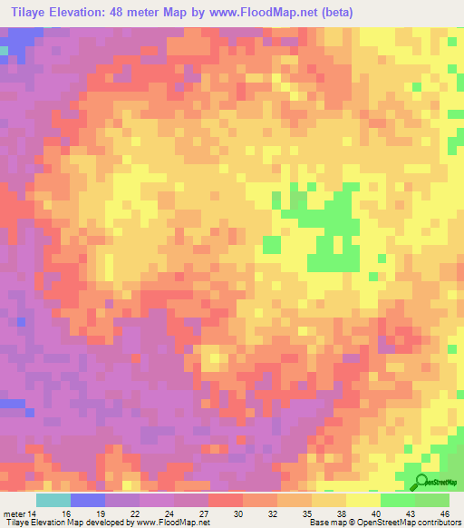 Tilaye,Senegal Elevation Map