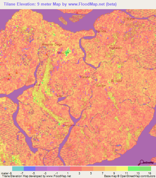Tilane,Senegal Elevation Map