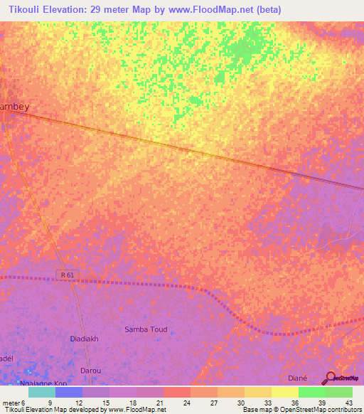 Tikouli,Senegal Elevation Map