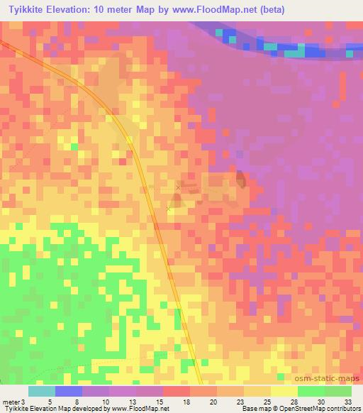 Tyikkite,Senegal Elevation Map