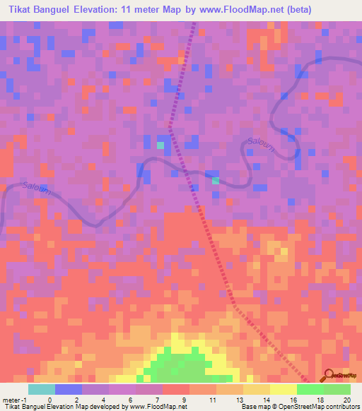 Tikat Banguel,Senegal Elevation Map