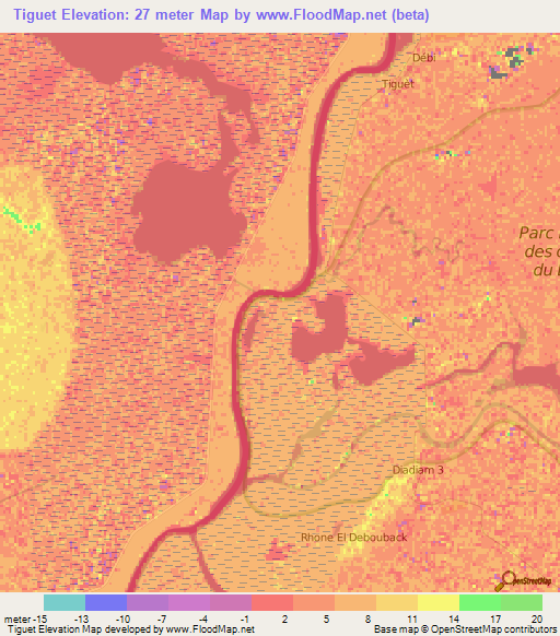 Tiguet,Senegal Elevation Map