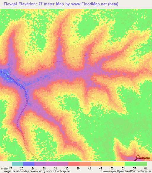 Tievgal,Senegal Elevation Map