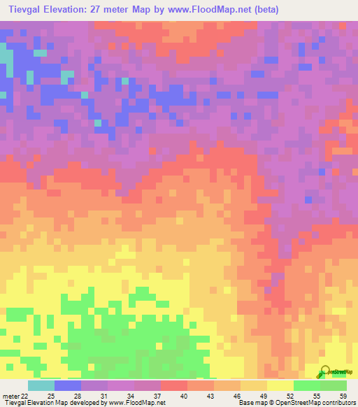 Tievgal,Senegal Elevation Map
